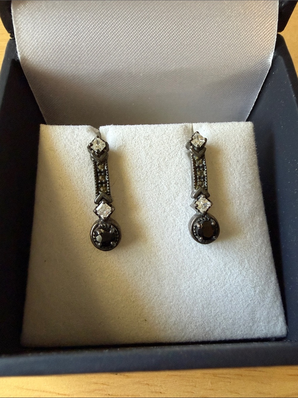 Judith Jack Black Crystal Drop Earrings